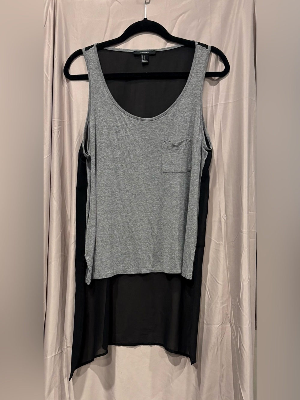 Forever 21 Grey Tank with Black High-Low Back